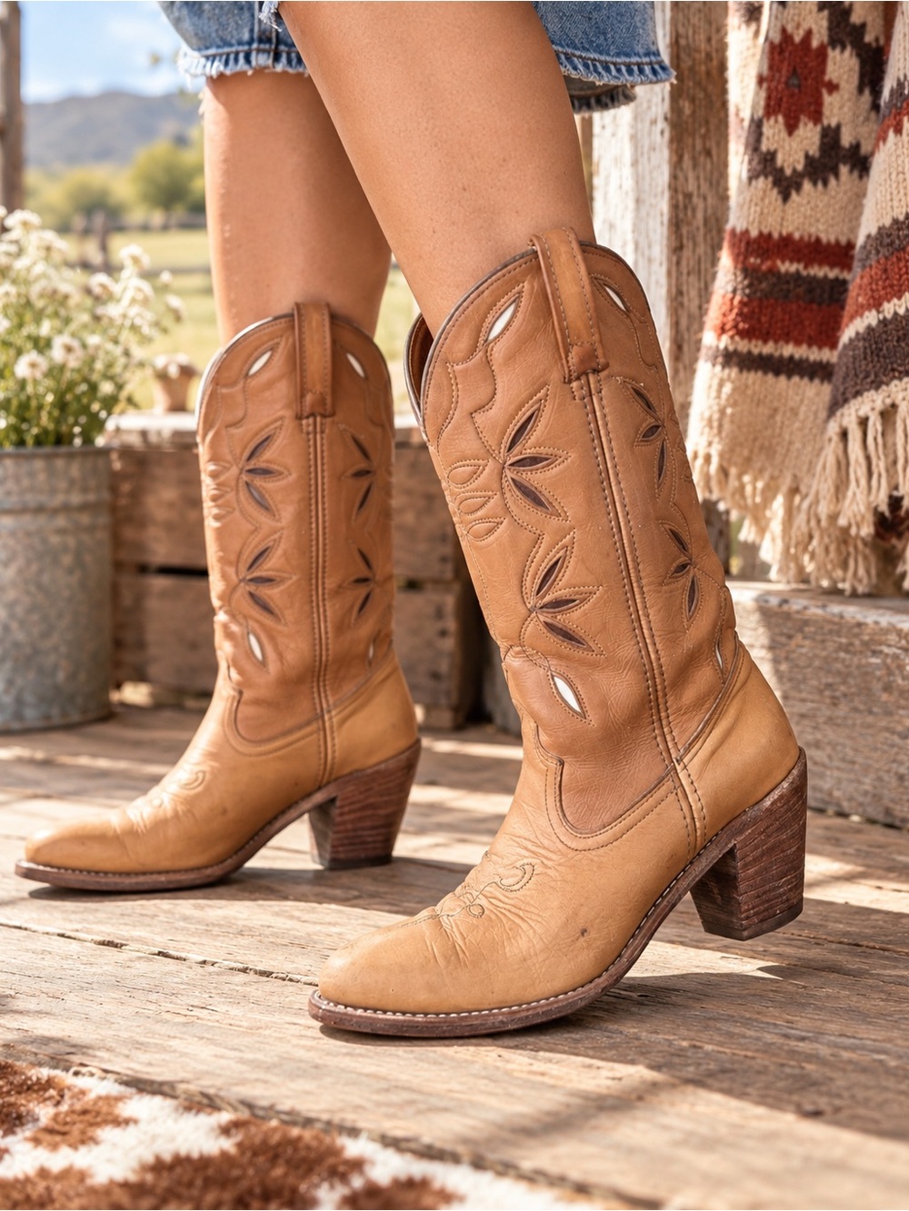 Vintage 1982 ACME “Circle A” Leather Cowboy Boots
